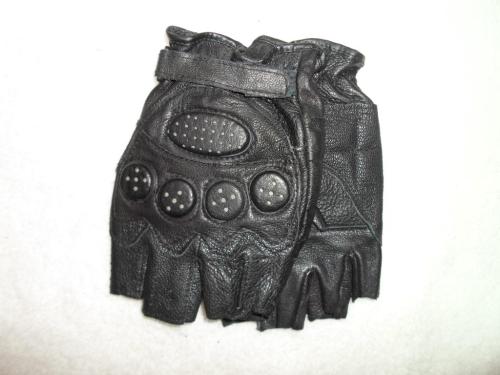 Men‘s Genuine Leather Sheepskin Sports Half Finger Four Bubble Half-Finger Riding Gloves 