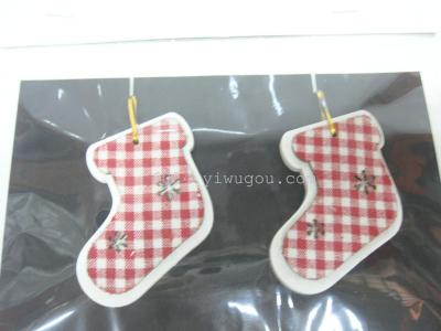 Factory direct wooden fabric hanging Christmas stockings Christmas Series pendant