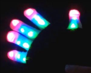 ZD Factory Direct Sales LED Luminous Gloves Multifunctional Colorful Luminous Gloves Black Gloves White Fingers