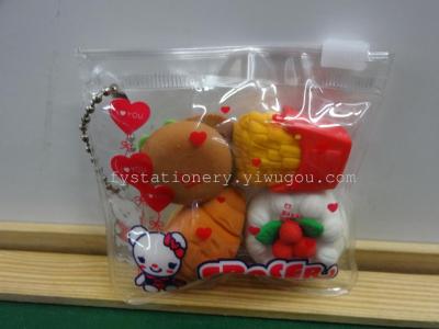 Zipper bag stereo shaping cartoon animal erasers erasers food fruits and vegetables Hamburg student gift stationery