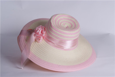Large-brimmed straw hats women summer collapsible Sun Beach Hat flower sweet bow visor Hat
