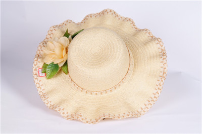 Summer beach vacation pictures shopping bi-color into the gardenia flowers handmade Hat hats straw hats