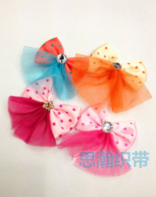 Printing Point Rhinestone Mesh Bow Headdress Accessories Small Flower Gift Packaging Bow