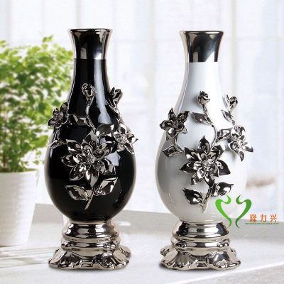 Gao Bo Decorated Home Modern European soft decoration creative electroplate ceramic furnishing vase pinched flowers 