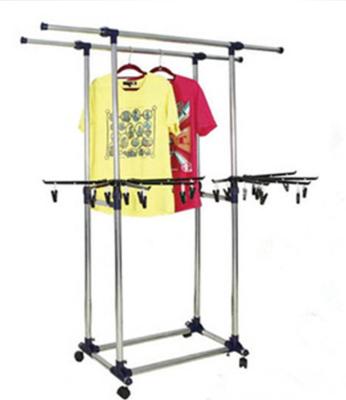 Hanger manufacturers selling socks clip with bold stainless steel double pole telescopic airer landing display