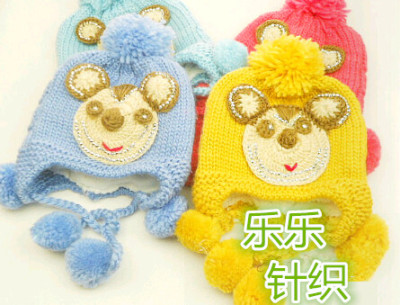 Korean cute hooks Mickey ear protectors in autumn and winter wool hat boys and girls plush warm winter hats caps