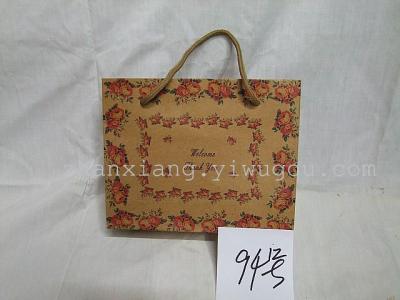 Four-colour flower brown paper bags 15*19*6cm flat knitting  