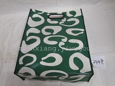 Factory Supply Large hole laminating non woven bags Green background Big C, Promotion Gift non woven bags