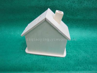 DIY children crafted House money box hand-painted wooden muslin piggy bank