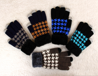  men's Jacquard fashion touch touchscreen gloves glove factory direct