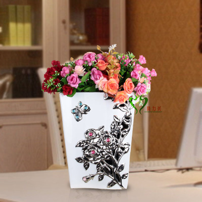 Gao Bo Decorated Home Electroplating Hollow Crafts Simple and Modern Furnishings Ceramic Vase