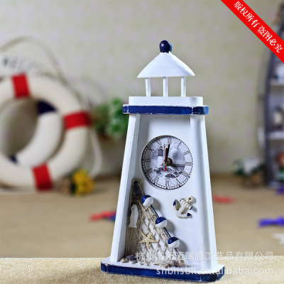 Lighthouse Clock Mediterranean Style Blue and White Lighthouse Clock Ma08021A-C