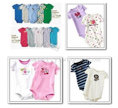 newborn baby boy&girl's summer short sleeve bodysuit cotton 5pcs/pack Size:3M,6M,9M,12M,18M,24M infant clothes