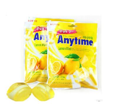 Lotte three layer sandwich lemon lozenges, 74g/ bag, South Korea imports, independent packaging MINT