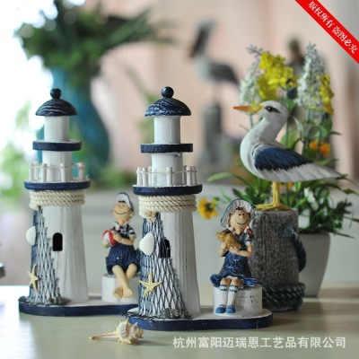 New Boys and girls Lighthouse decorated with wooden Model Mediterranean Furnishings MA16104