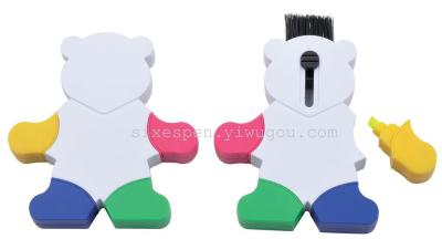 Four ribbons brushes printable LOGO Teddy bear gift highlighter