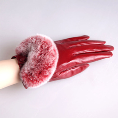 The tiger king 100 leather touch gloves. Gloves. Rex fur sheepskin gloves small mouth