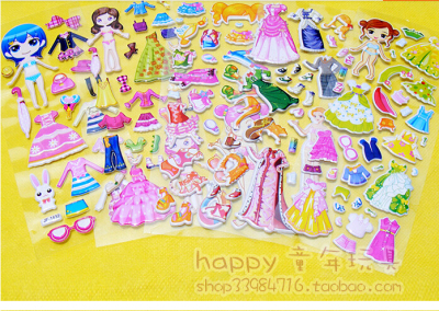 Factory direct children paper dress up bubble stickers