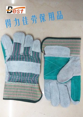 Stripes Fabric Rubber Sleeve Leather Gloves Thickened Arc-Welder's Gloves Labor Protection Gloves in Stock All Year round