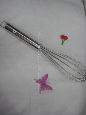Factory direct KW-026 stainless steel whisk with hook, 16th handle non-magnetic tube handle mixer