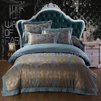 The Run quantity promotion silk cotton satin jacquard fabric bedding uka four - piece quality supply