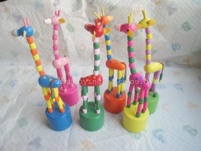 Supply wooden handicrafts/cartoon giraffe wooden barrel swing/animal/articulated puppets