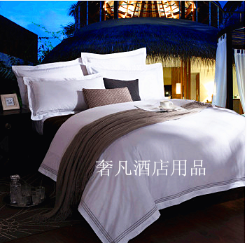 luxury five-star hotel bedding embroidered quilt cover pure cotton 1.8m bed four-piece set