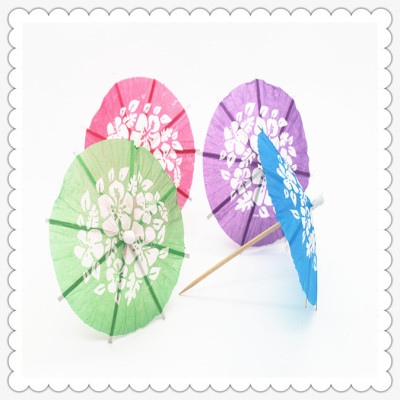 Mini umbrella label manufacturers direct creative flower paper umbrella fruit label/fruit plate umbrella label