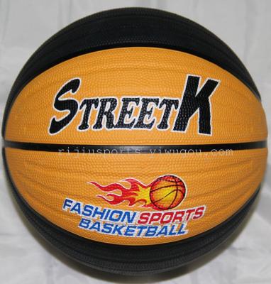 SK7 Three Striped Rubber Basketball Wear-Resistant Cement Floor Student Training Ball Support Customized Logo Foreign Trade Exclusive