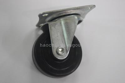 Universal black rubber casters, casters, showcase round