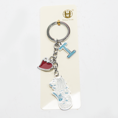 Fishtail lion zinc alloy key ring can be customized in Singapore