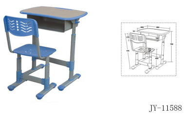 Jy - 11588 injection molded bag sleeve adjustable student desk and chair single back chair