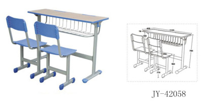 Jy - 42058 plastic injection bag double fixed class desks and chairs