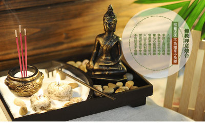 Vintage Thai Buddhist sand painting Feng Shui incense burner incense stick candle holder crafts home décor Kit