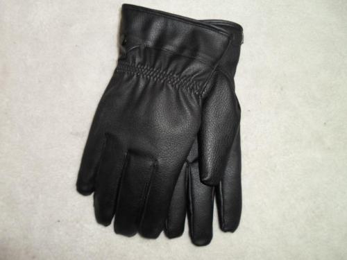 Men‘s Pu Thick Imitation Deer Pattern Warm Gloves Coral Velvet Lining 