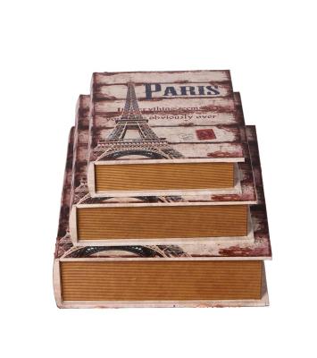 European antique paint mark book box three pieces of Paris