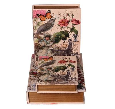 Europe type rural style study decorates prop book box to cover 3 pieces
