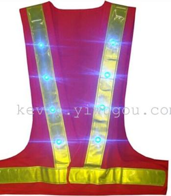 Factory direct sale LED lights with reflective vests with light security warning clothing