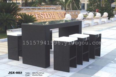 Exquisite Rattan Bar Stool Bar Table and Chair Outdoor Leisure Bar Counter Nordic High-End High-Leg Table and Chair