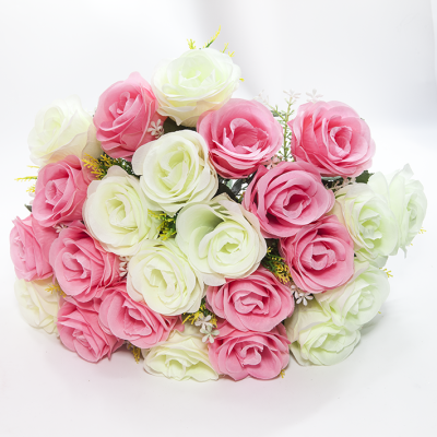 The 24 head rose flat head imitation flower decoration sales recommend factory direct sales.