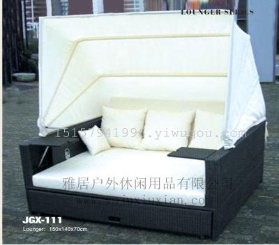 Outdoor Beach Bed Leisure Lying Bed Villa Recliner B & B Courtyard Bed Rattan round Bed Outdoor Rattan-like Bed