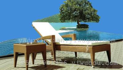 Beach Recliner Rattan Deck Chair Coffee Table Villa Pool Recliner Celebrity Swimming Pool Chair Outdoor Garden Hotel 