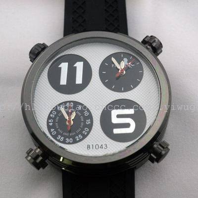 Double circular movement of fashion silicone watch sports watches