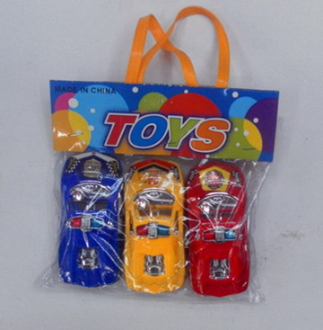 Bagged children toy plastic back police car three pack. Toys