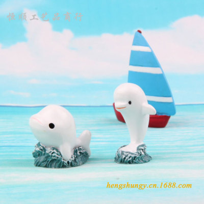 Marine wind resin ornaments resin Dolphin micro environment DIY mini accessories white whale
