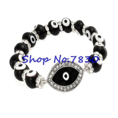 Wholesale fashion black evil eye beads bracelet 