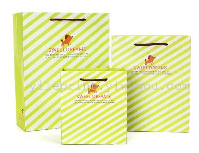 Exquisite fashion gift bags in English skew vertical stripes gift bags paper bags