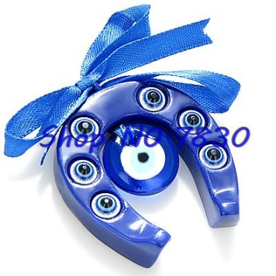 HORSE SHOE EVIL EYE PROTECTION GLASS CHARM and BLESSING