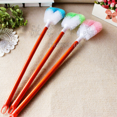 Wholesale Supply Plastic Ring Brush Wooden Handle Single Flower Toilet Brush Bathroom Cleaning Brush