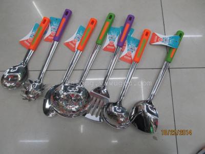 Seven coloured handle kitchen utensils Cookware Set stainless steel kitchen cooking utensils factory wholesale